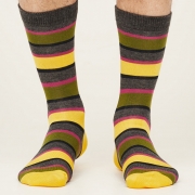 Thought Bio-Katoenen Sokken - Rugby Stripes Grey Marle Comfortabele sokken van bio-katoen